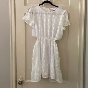 White floral cut out dress